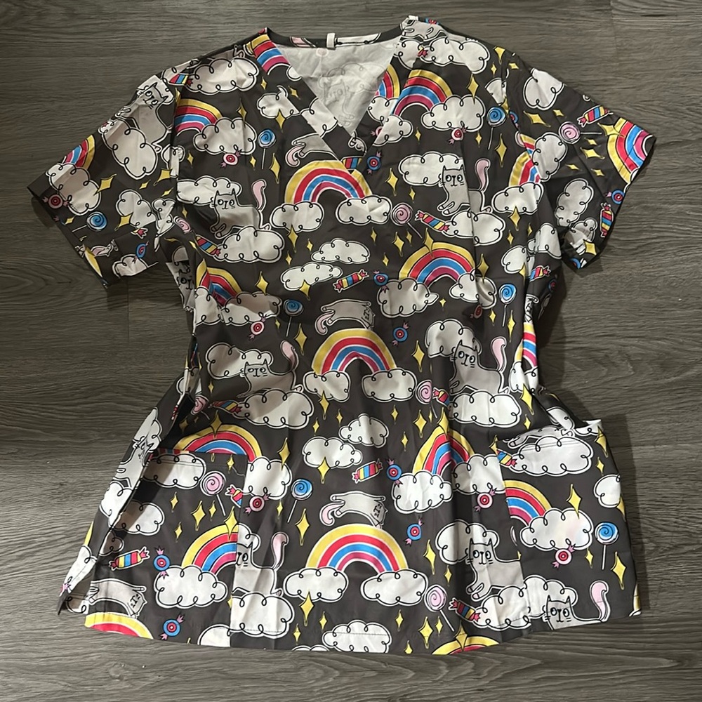 Rainbow Cat Scrub Top 🐱🌈